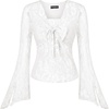 image:imageScarlet Darkness Womens Y2K Lace Tops Cute Boho Mesh Bell Sleeve Goth ShirtIvory White
