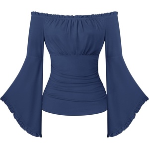 image:imageScarlet Darkness Bell Sleeve Tops for Women Renaissance Peasant BlouseNavy