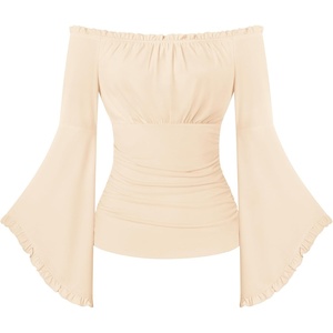 image:imageScarlet Darkness Bell Sleeve Tops for Women Renaissance Peasant BlouseOyster White