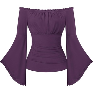 image:imageScarlet Darkness Bell Sleeve Tops for Women Renaissance Peasant BlousePurple