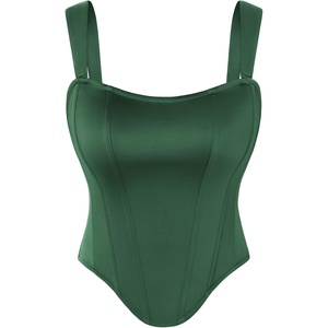 image:imageScarlet Darkness Corset Tops for Women Detachable Straps Satin BustierEden Green