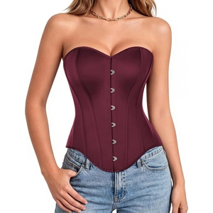 image:imageScarlet Darkness Corset Tops for Women Strapless Overbust BustiersBurgundy