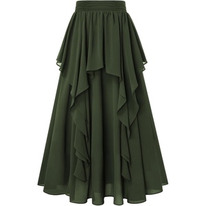 image:imageScarlet Darkness Maxi Skirts for Women Renaissance High Waist Long SkirtOlive Green