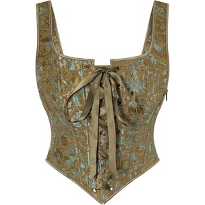 image:imageScarlet Darkness Women Renaissance Corset Tops Medieval Jacquard BustierGreen Bird