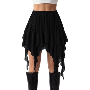 image:imageScarlet Darkness Womens Mini Skirts Renaissance Boho Tiered Layers SkortBlack
