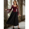 image:imageScarlet Darkness Women Bell Long Sleeve Lace Top Gothic Y2K Mesh ShirtBurgundy