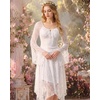 image:imageScarlet Darkness Women Bell Long Sleeve Lace Top Gothic Y2K Mesh ShirtIvory White